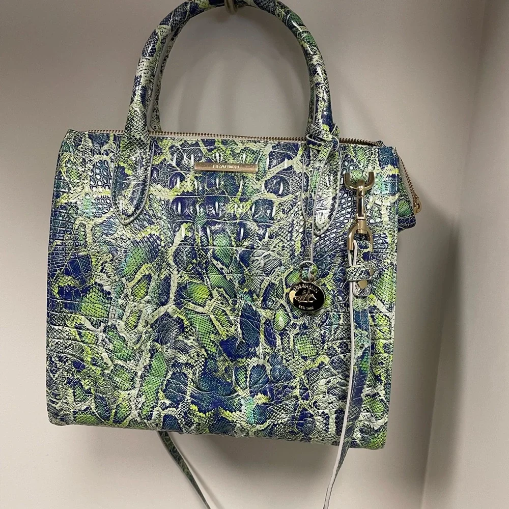Brahmin Blue and Green Embossed Satchel Set - Picture 3 of 9